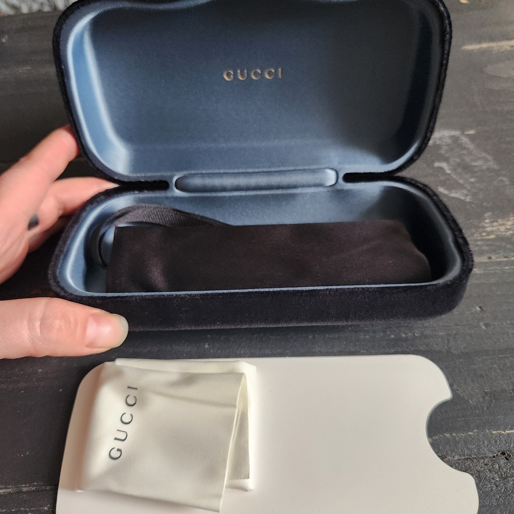 Gucci Men's Navy Velvet Sunglasses Case with Pouch